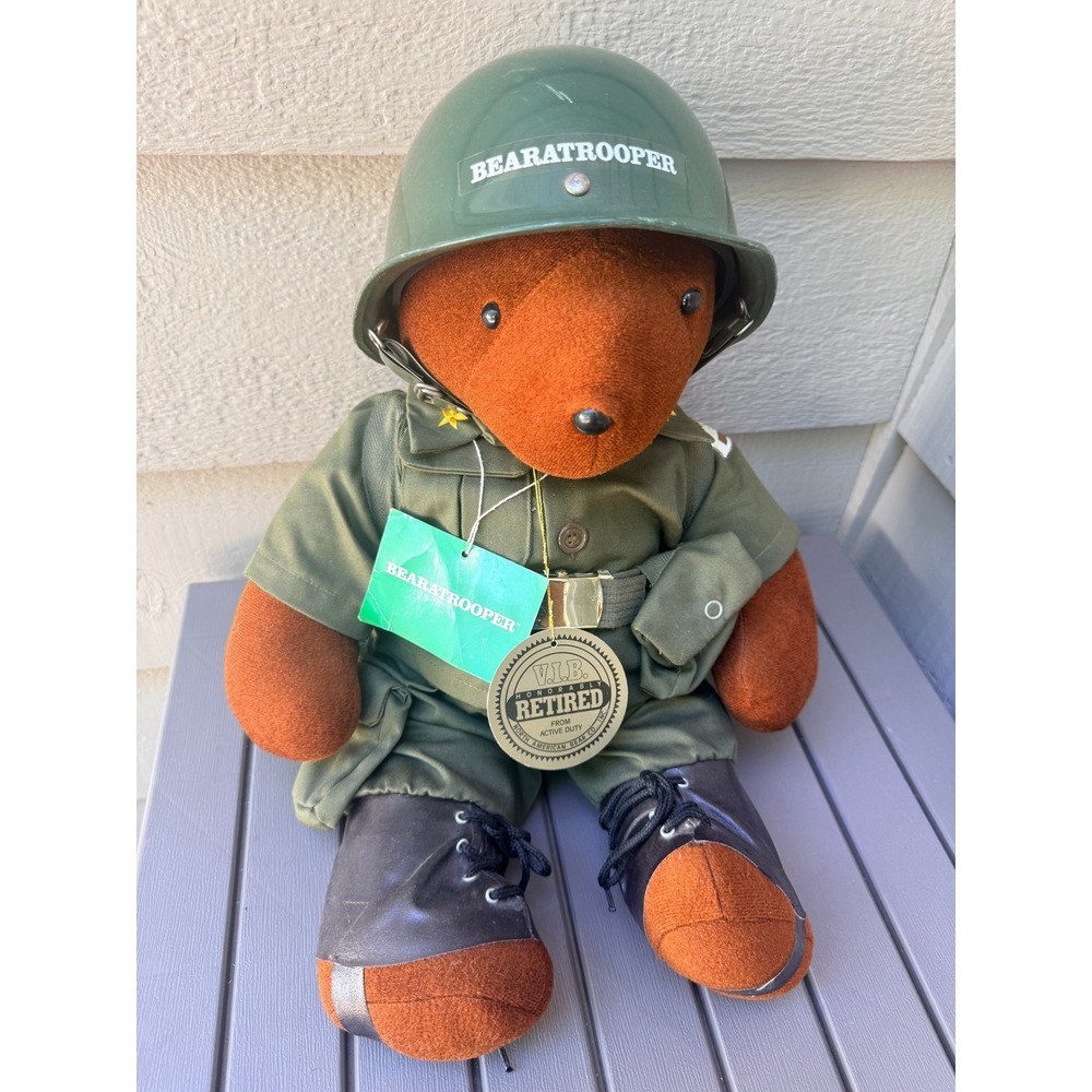 Vintage North American Bear Co VIB Bearatrooper Plush Military Teddy Bear 1986